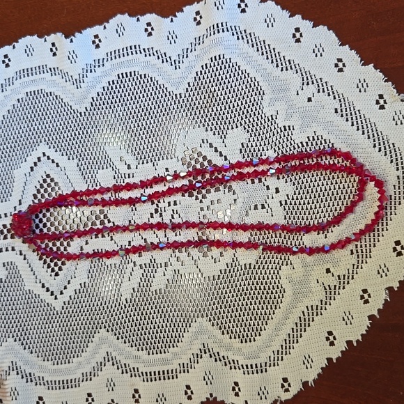 Vintage 1950ds Red AB Iridescent Crystal Neclace 24" - Picture 10 of 11